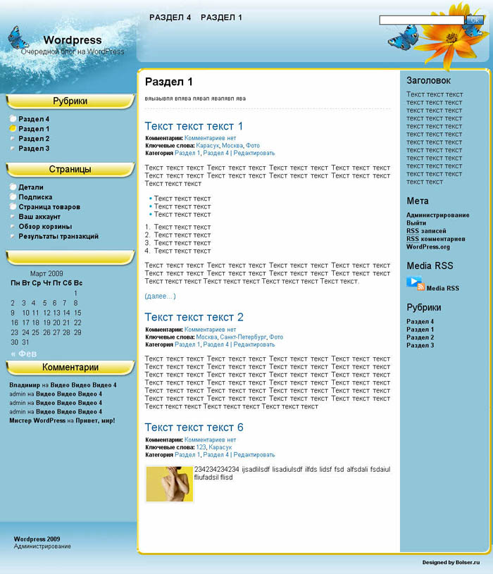 Шаблон для WordPress - Bolser Marine