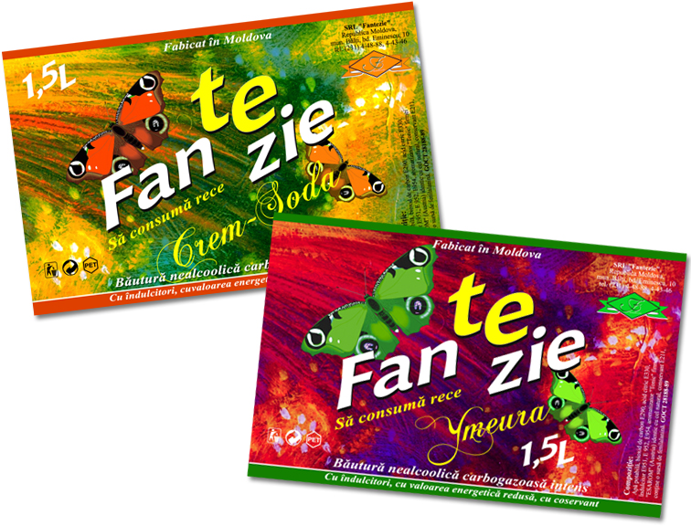 Серия этикеток для газированных напитков "Fantezie"
