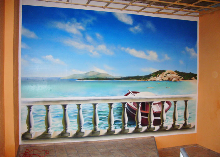 роспись стены в частном доме