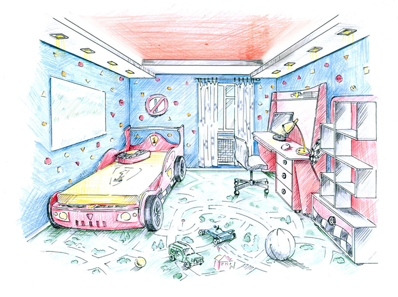 Проект №2. Эскиз. Спальня мальчика.