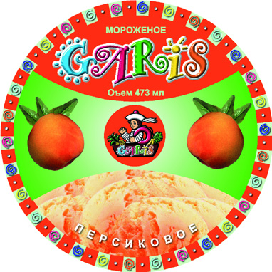 Этикетка для мороженого 473мл "Гарис"(персик)