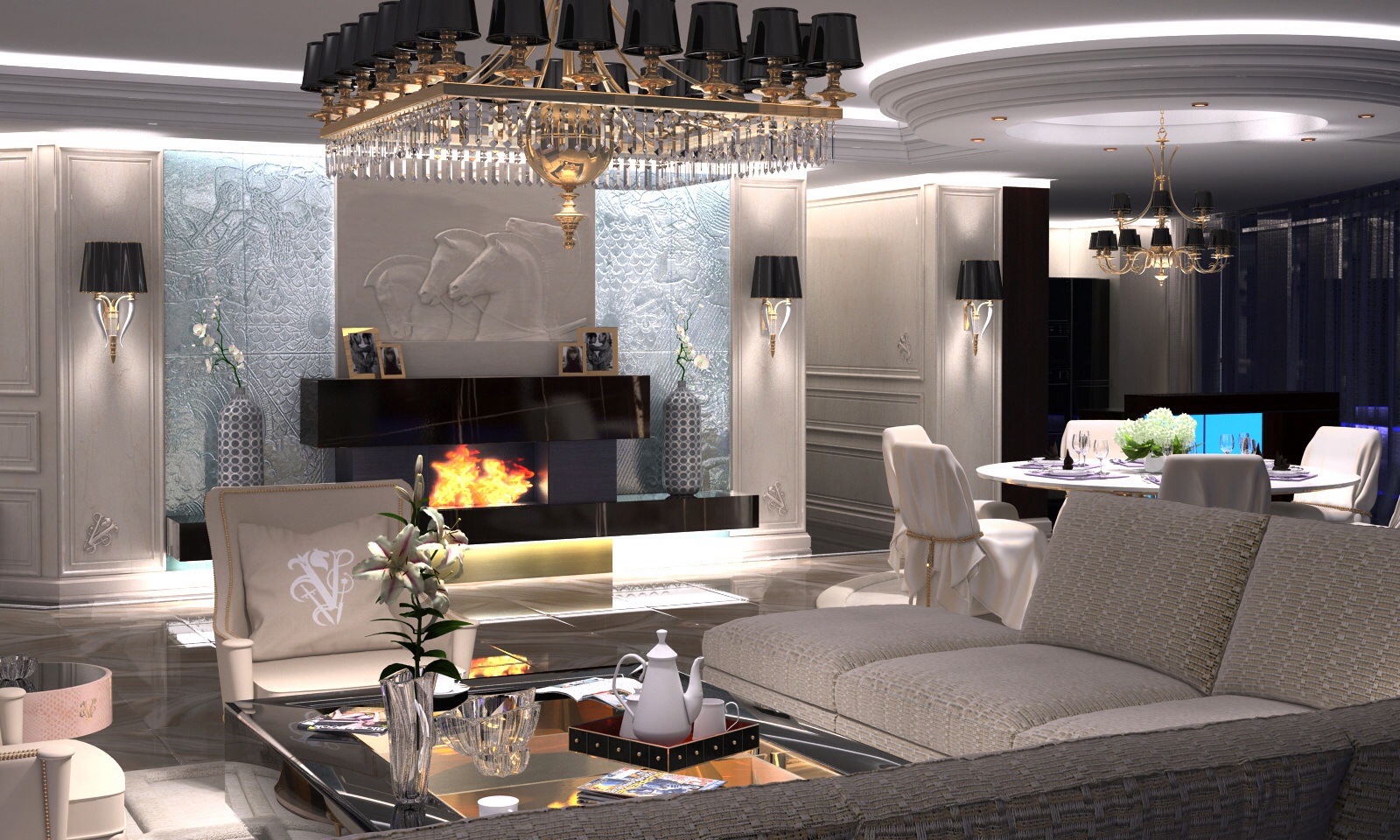 Дизайн гостиной с камином мастерская Германа Енина  www.gerastar.ru