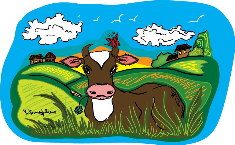 Корова. Луг.