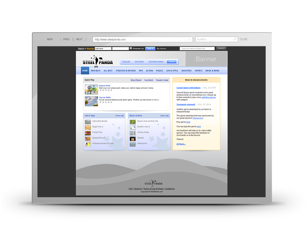 Игровой портал "Steel Panda"
