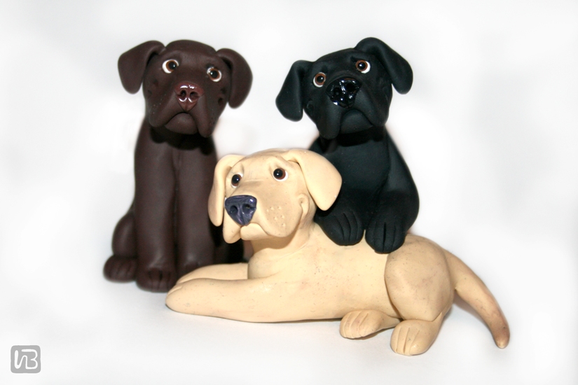 фигурка собаки "семейство лабрадоров".  Полимерная глина