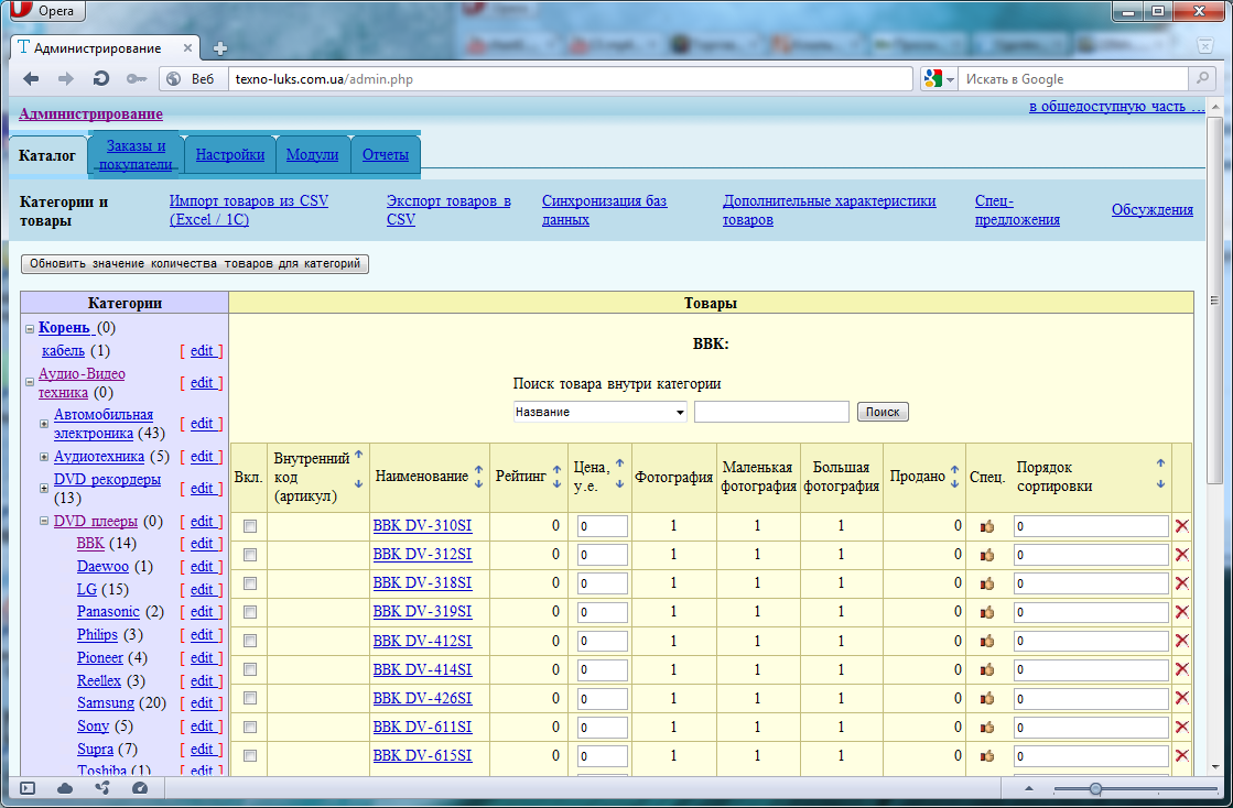Технолюкс - магазин крупной бытовой техники (наполнение товарами)