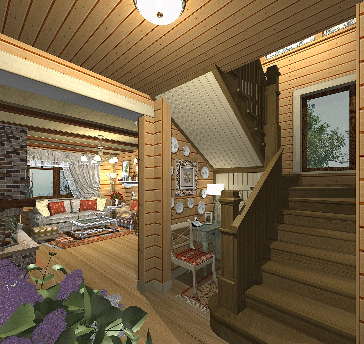 Загородный дом. Холл. 1 этаж