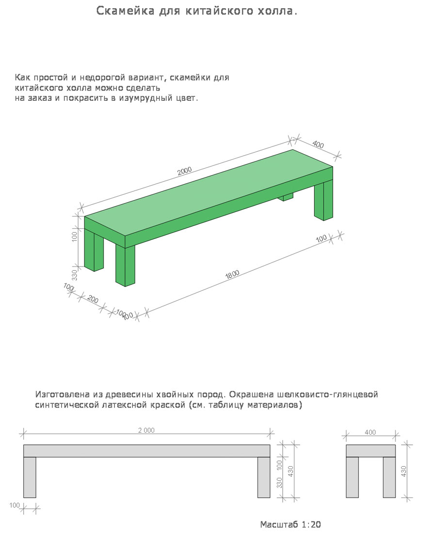 4 школа разработка скамейки для китайского холла