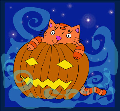 Котенок с тыквой