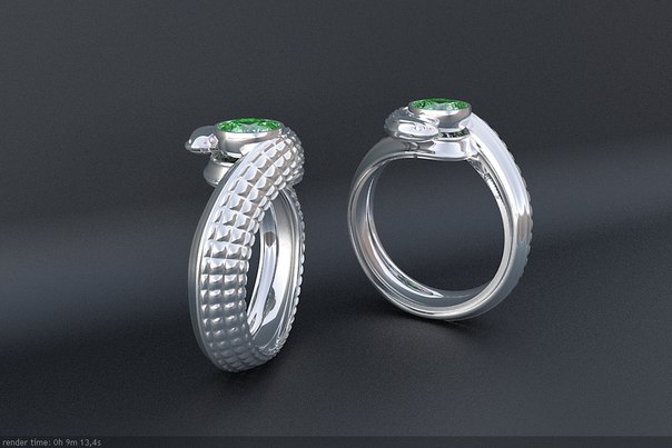 Кольцо "Змейка с Турмалином"