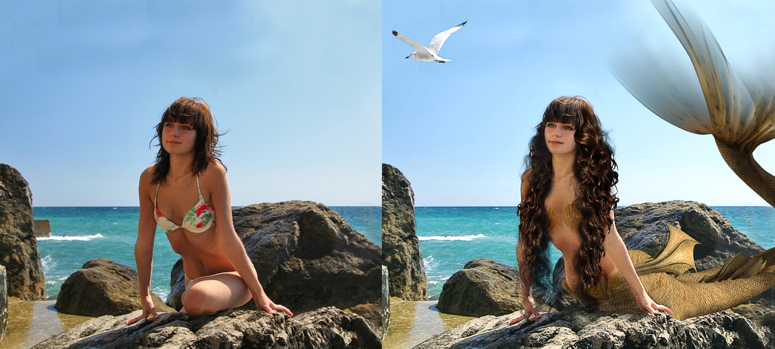 коллаж под русалку