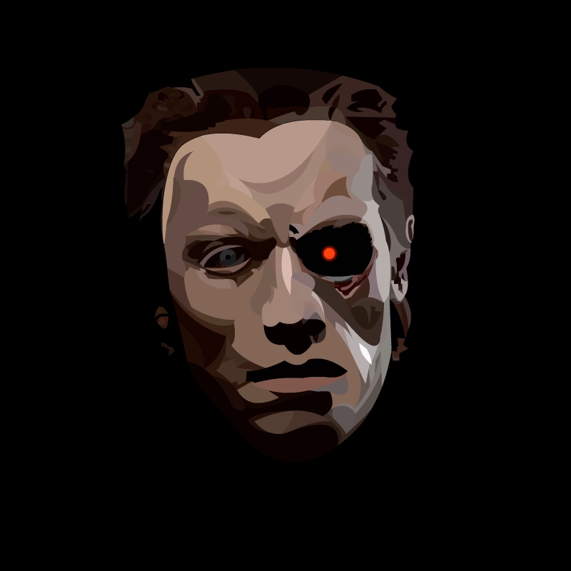 Обрисовка кадра из фильма. Терминатор первый