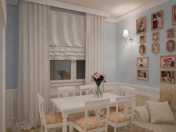 3 ком квартира, ЖК "Новое Павлино", Гостиная, вечерний вид