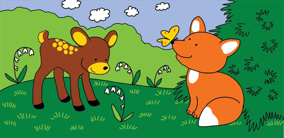 оленёнок с лисой