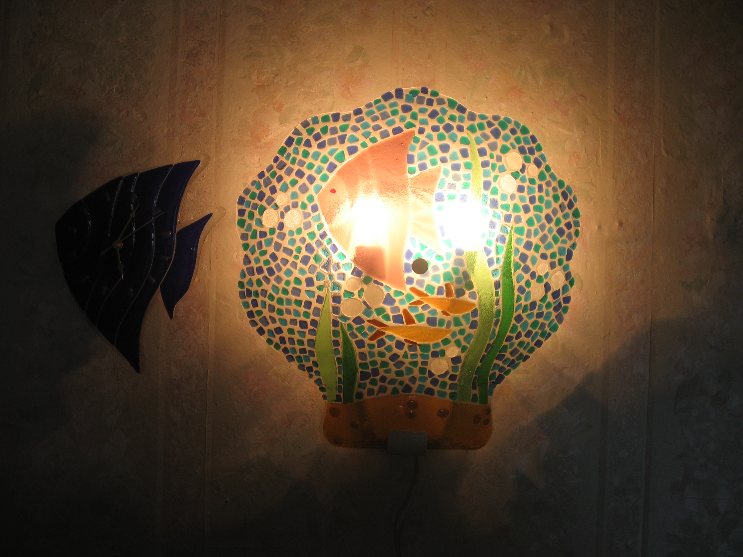 часы и светильник в морской тематике"фьюзинг"