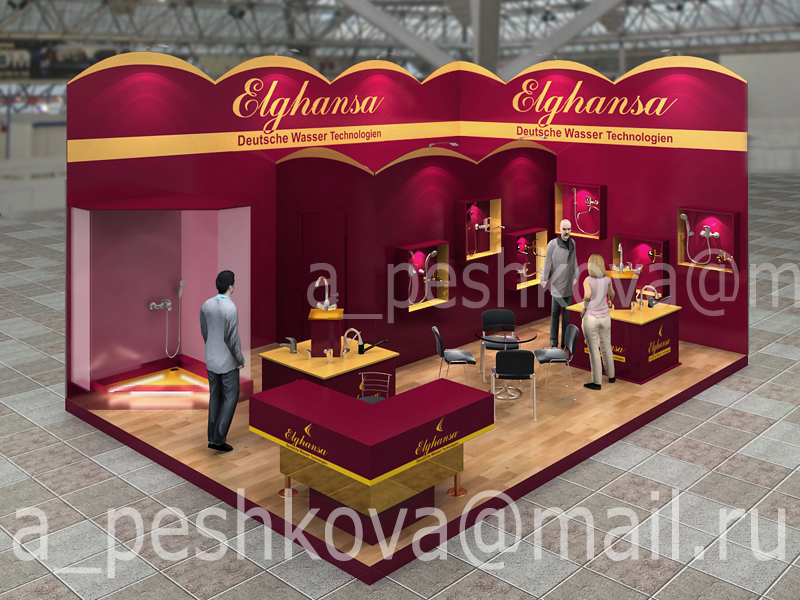 Стенд «Elghansa», 3D-Max, Vray, Photoshop