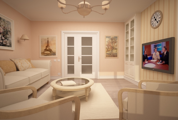 Дизайн гостинной-спальни-4