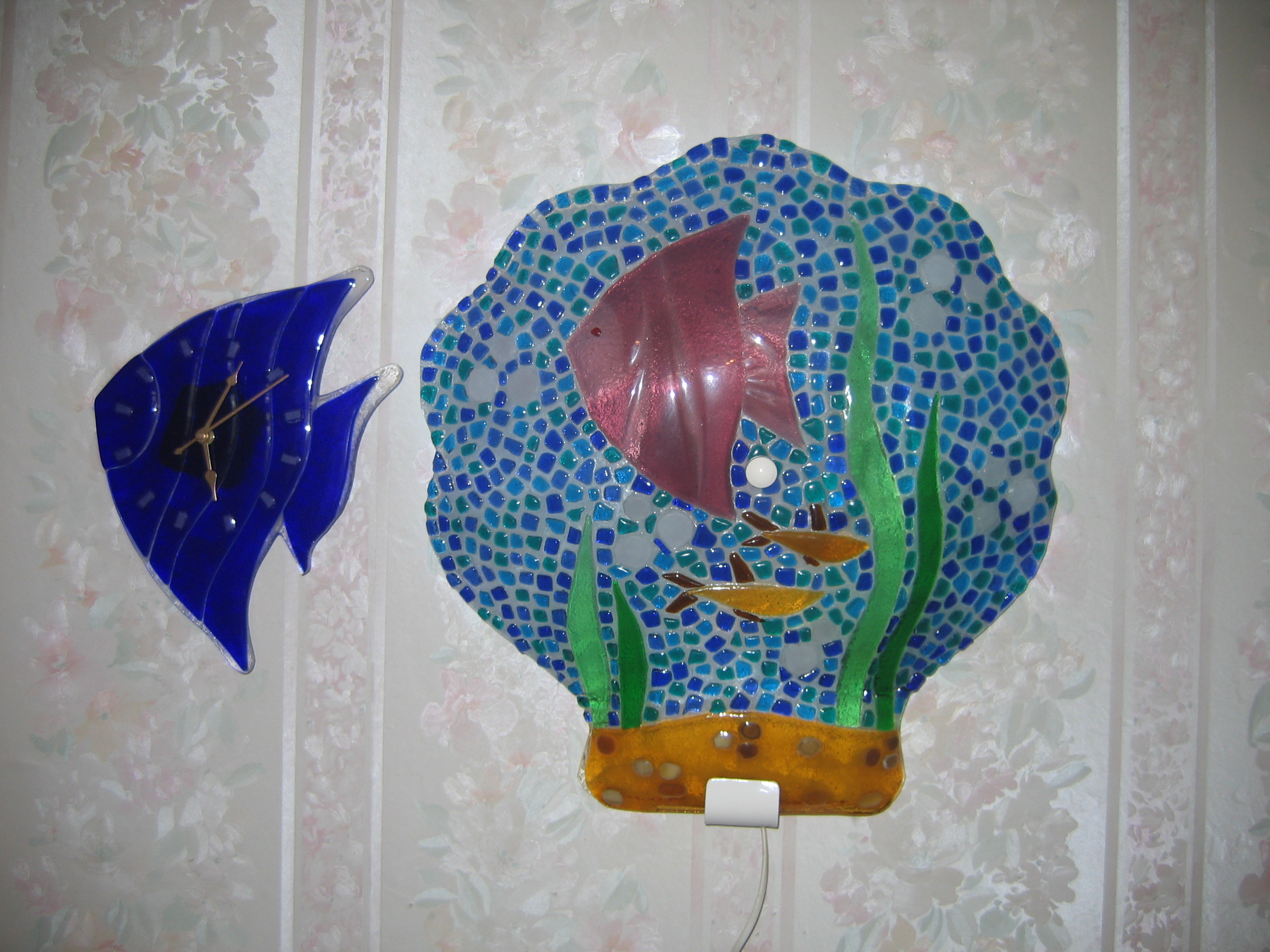 часы и светильник в морской тематике"фьюзинг"