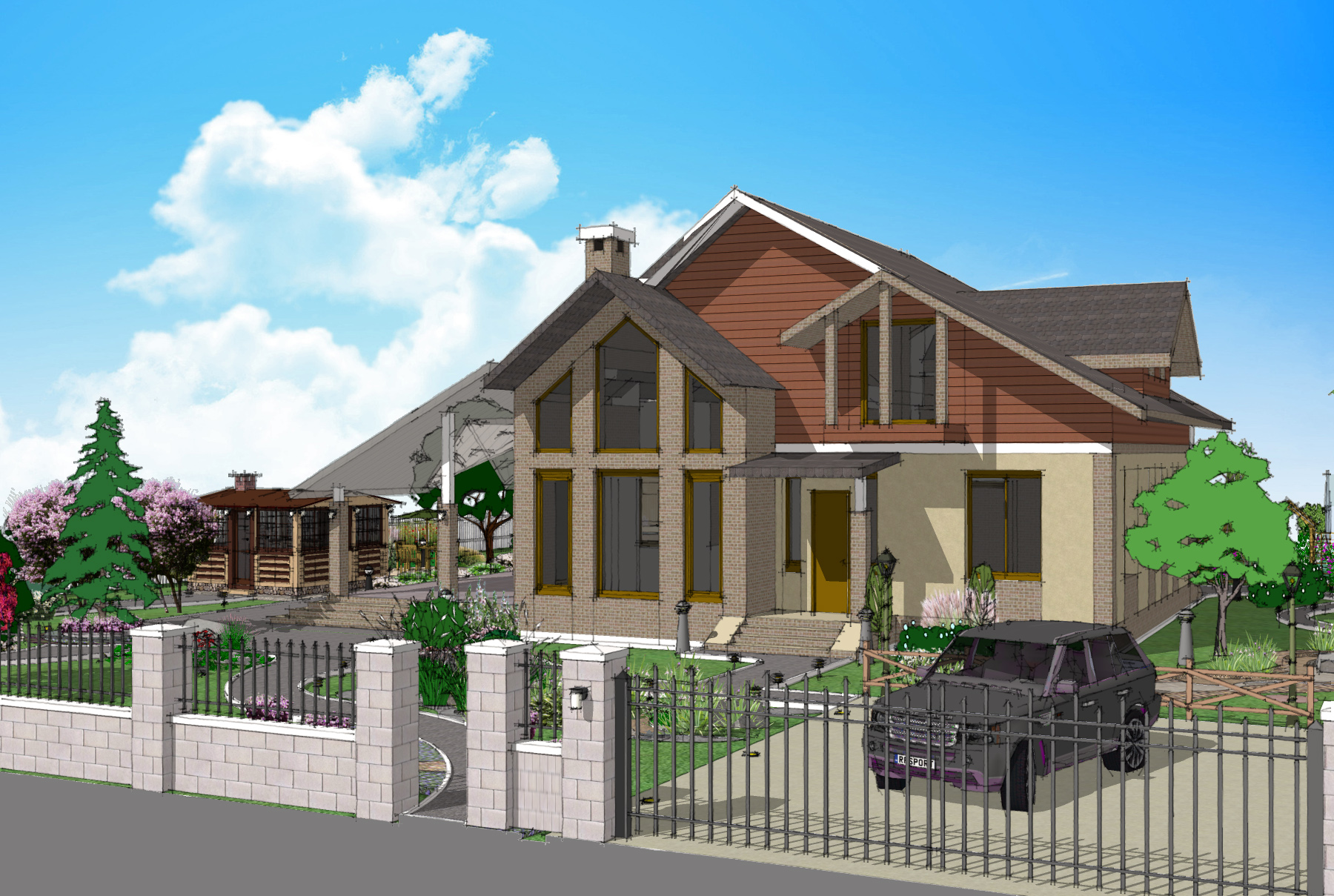 Ландшафтный дизайн приусадебного участка в "Мирово парк" (Тю