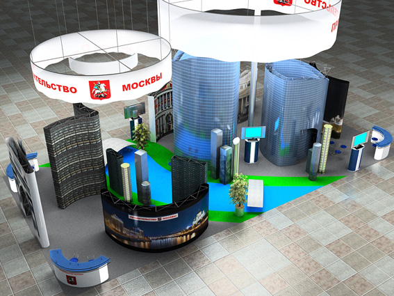 Стенд правительства Москвы, 3D-Max, Vray, Photoshop