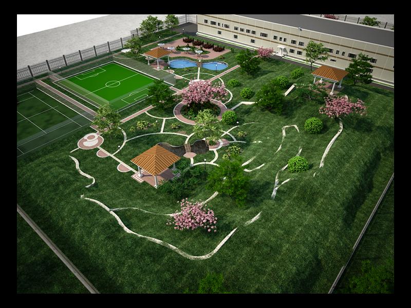 Визуализация завода (Ландшафтный дизайн, вид-2)