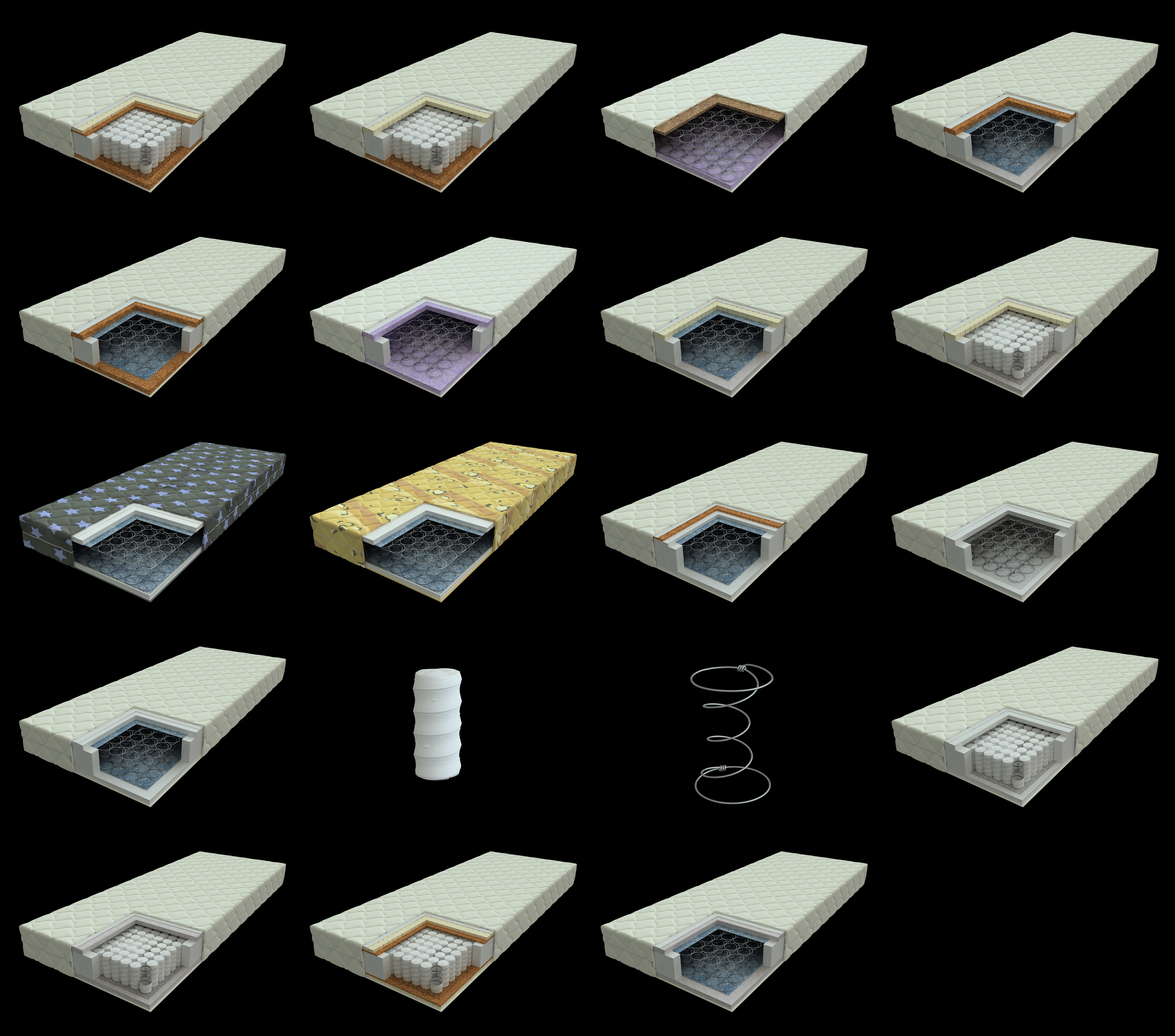 Некоторые модели для каталога ортопедических матрасов фирмы "Белл