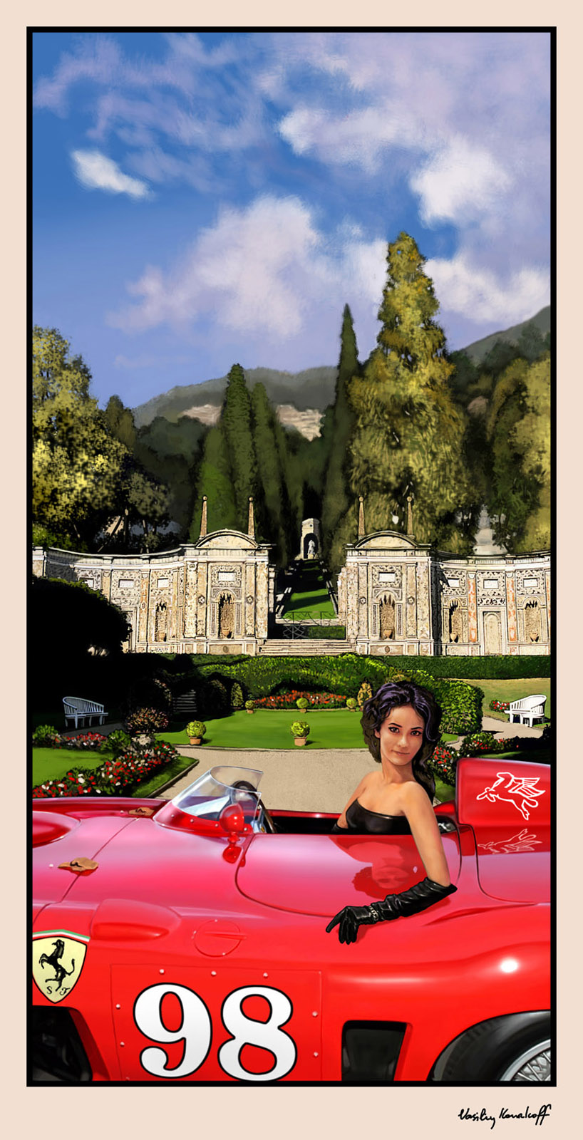 Villa d`Este , Italia & Ferrari 410 , full colour