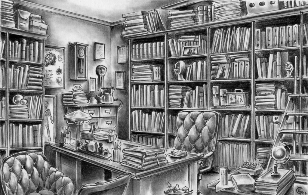 декорация кабинета профессора рекламный ролик