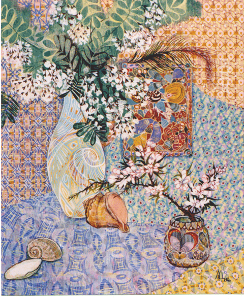 Декоративный натюрморт. холст,темпера 80 на 60 см