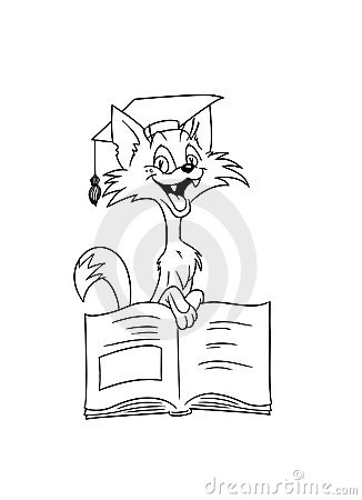 Кот ученый - раскраска