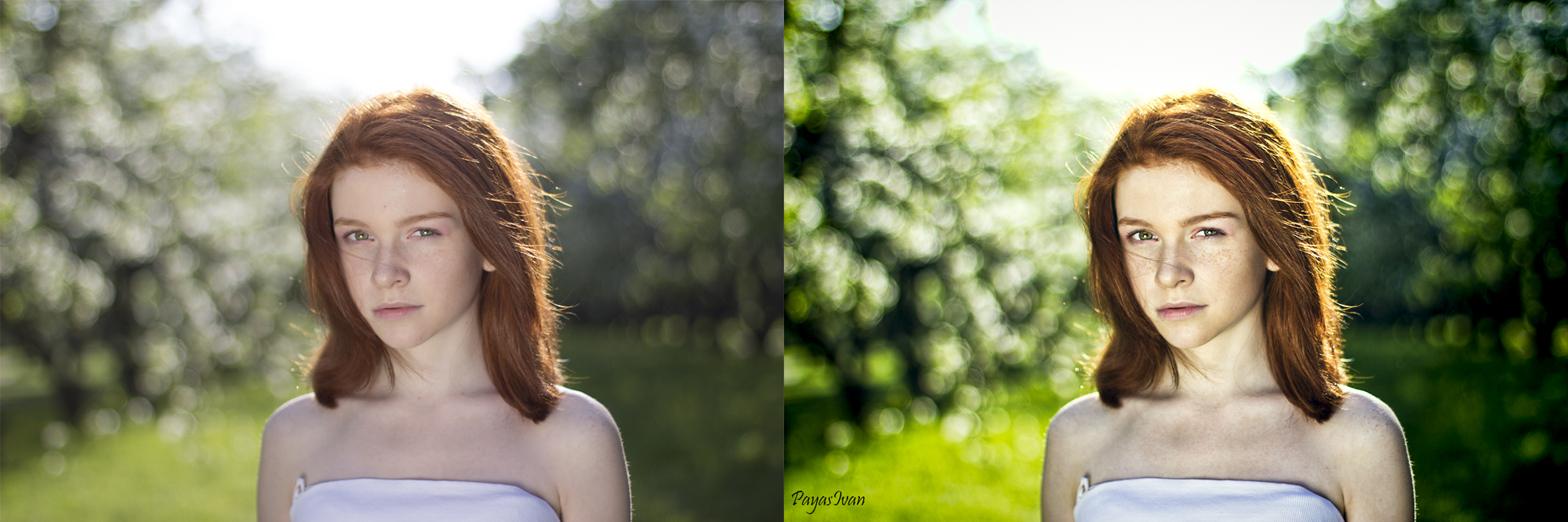 Ретушь и коррекция цвета "Девушка с веснушками"