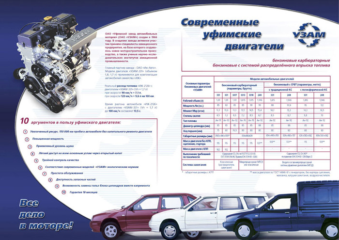 Редизайн буклета УЗАМ. Разворот.. Уфа-Самара. 