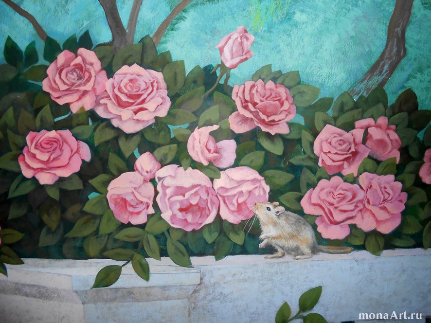 Роспись стен в детской "Райский сад"