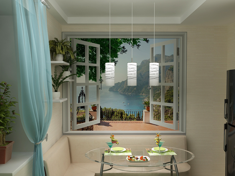 Дизайн 2-х комнатной квартиры под Киевом(кухня-балкон)