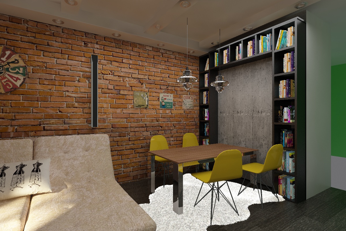 гостиная в стиле "индастриал"