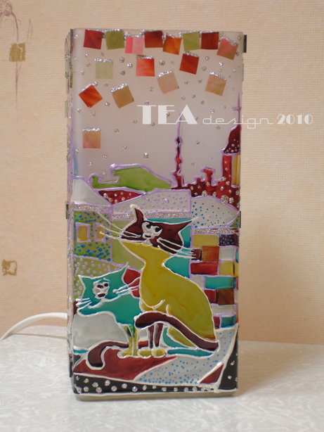 Роспись по стеклу. Бра, сторона 1