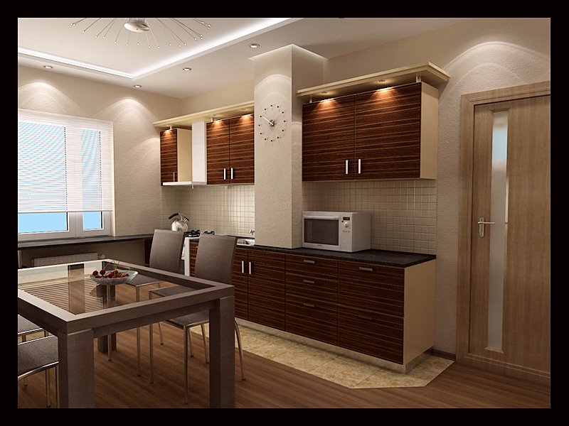 Интерьер 2-х комнатной квартиры с перепланировкой (кухня-столовая)