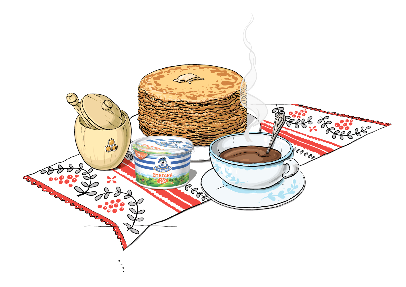 Иллюстрация для календаря Danone. Вектор.