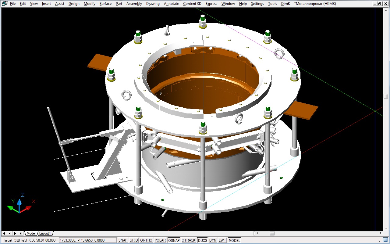 3D модель кристаллизатора слитков для ЭШП