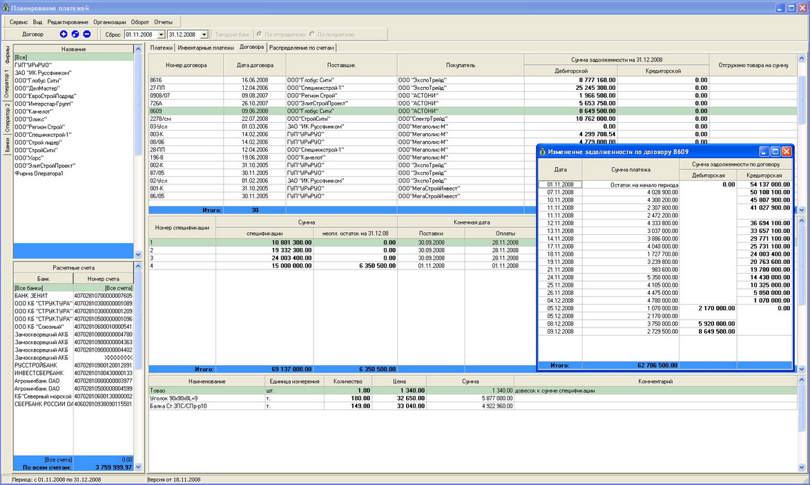 Планирование платежей