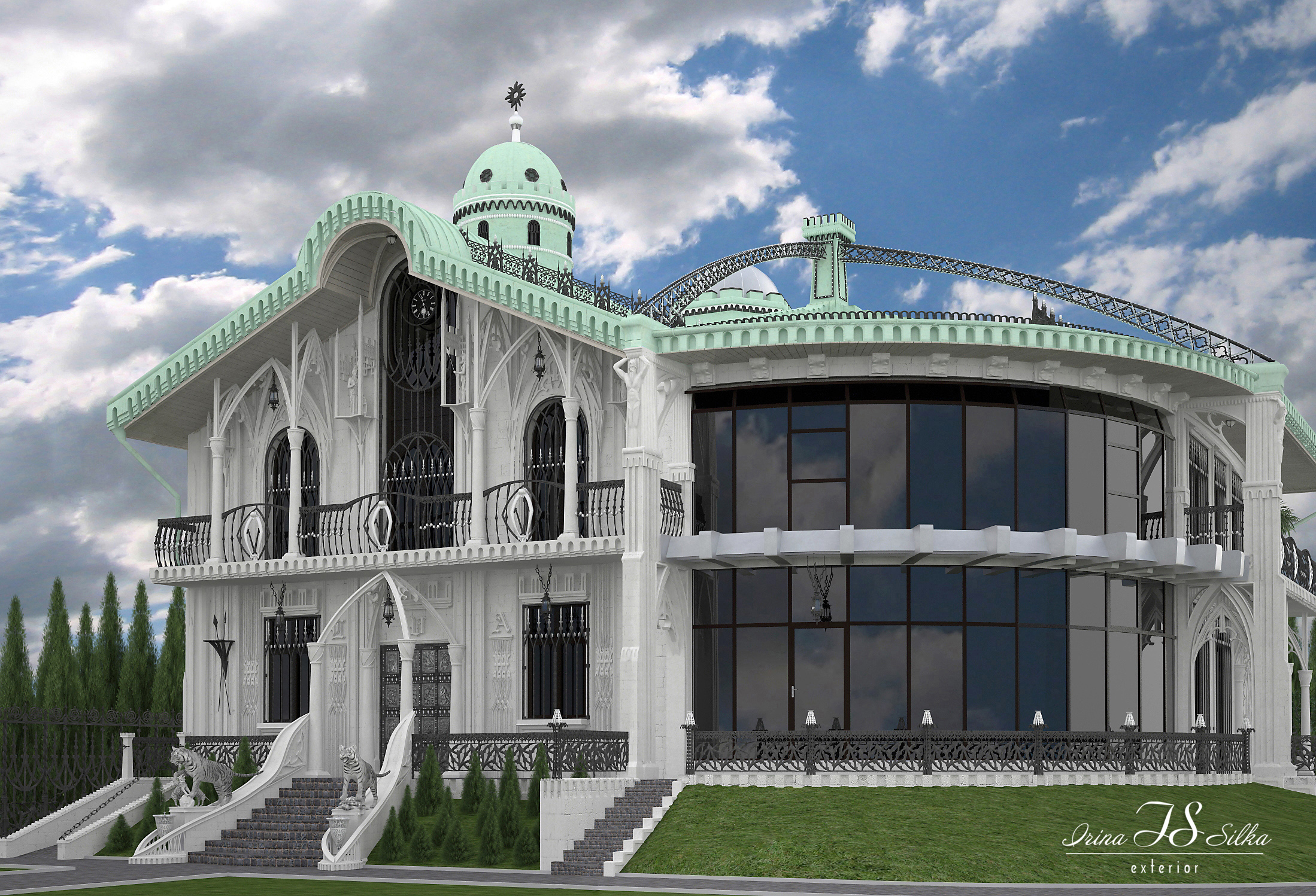 Дизайн фасада загородного коттеджа