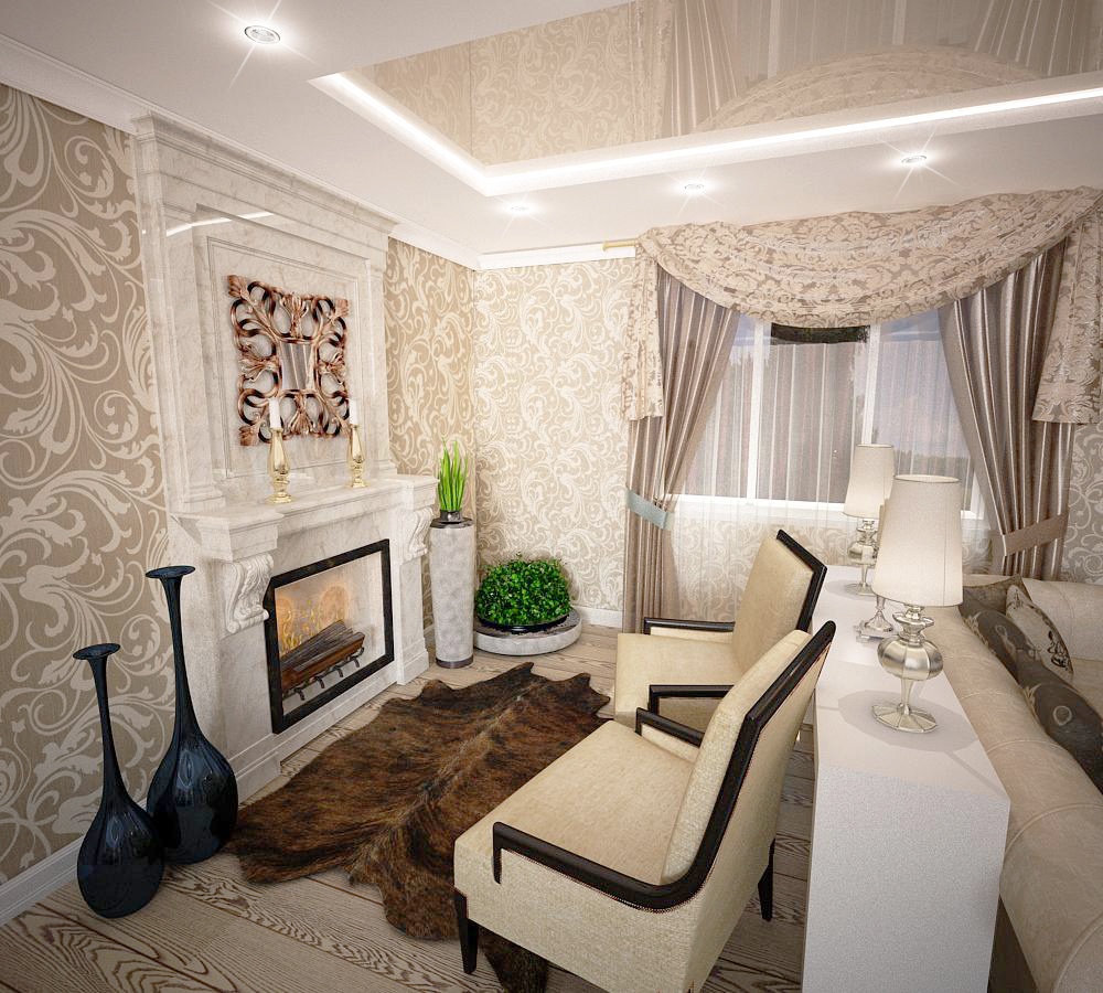 гостиная с камином