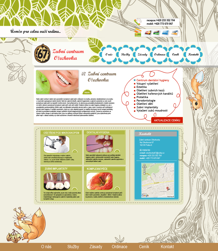 дизайн для сайта зубной клиники "Ореховка"