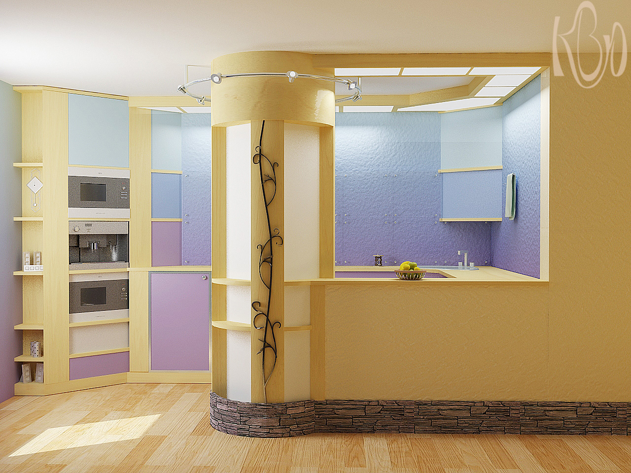 Кухня дизайн-проэкта квартиры "Весенняя прогулка"