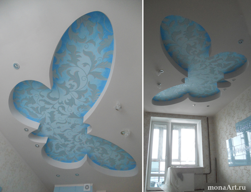 Роспись потолка на кухне "Бабочка"