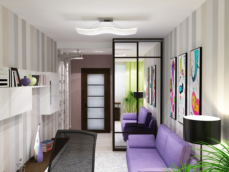 Яркий дизайн 4-х комнатной квартиры(кабинет-в будущем детская сына)