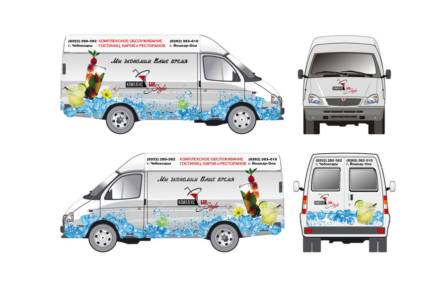 реклама на машину для компании "Комплекс бар стиль"
