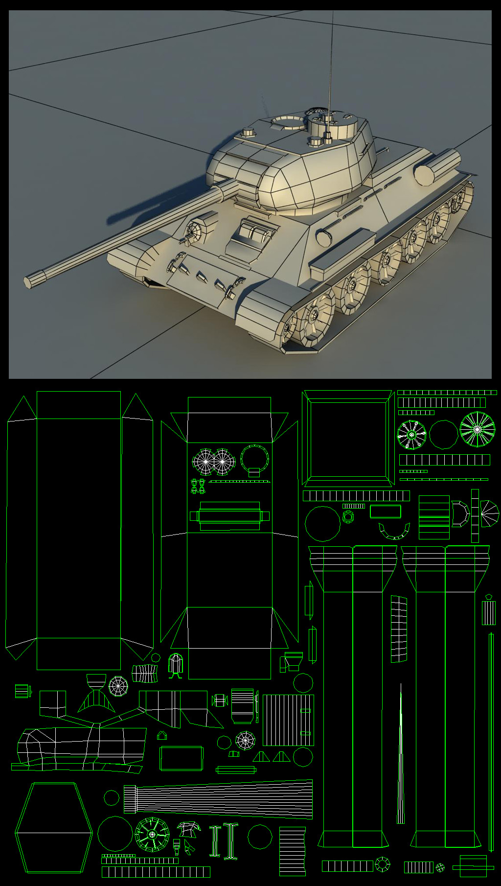 Low Poly модель с развёрткой для мобильной игры.