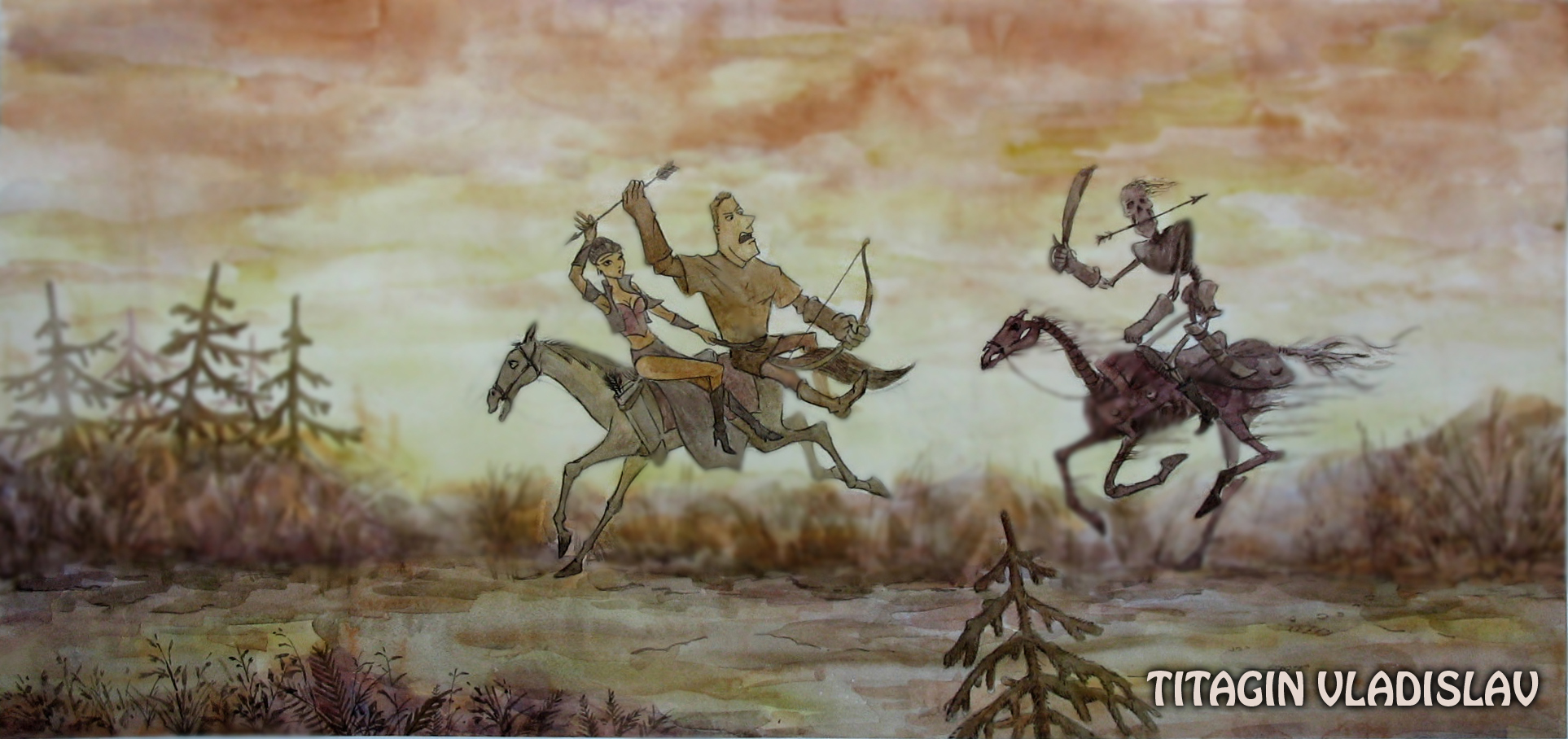 Эскиз к сказке "Про Кощея и его дочь"