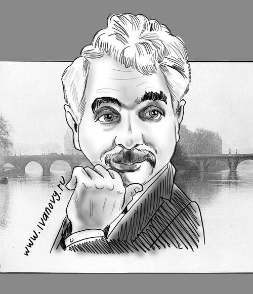 Шарж на писателя Сашу Черного